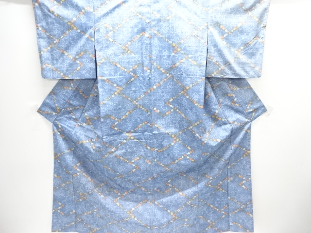 JAPANESE KIMONO / UNUSED TSUMUGI / WOVEN ARABESQUE FLOWER